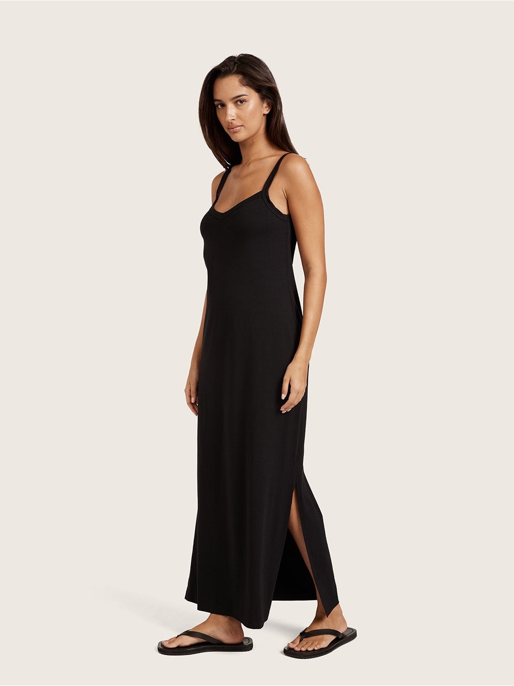 BOODY $70 V-Neck Slip Dress
In Midweight Bamboo Cotton Jersey Fabric Black XS